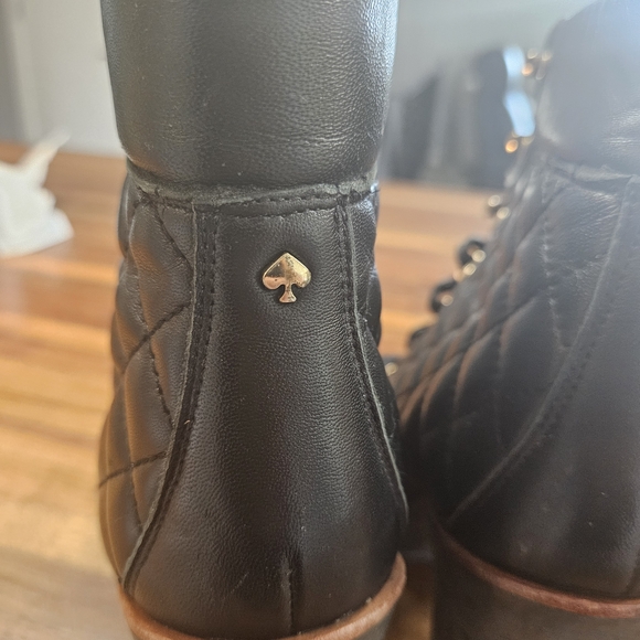Kate Spade Black Quilted Lace-Up Heeled Boots - Picture 5 of 10